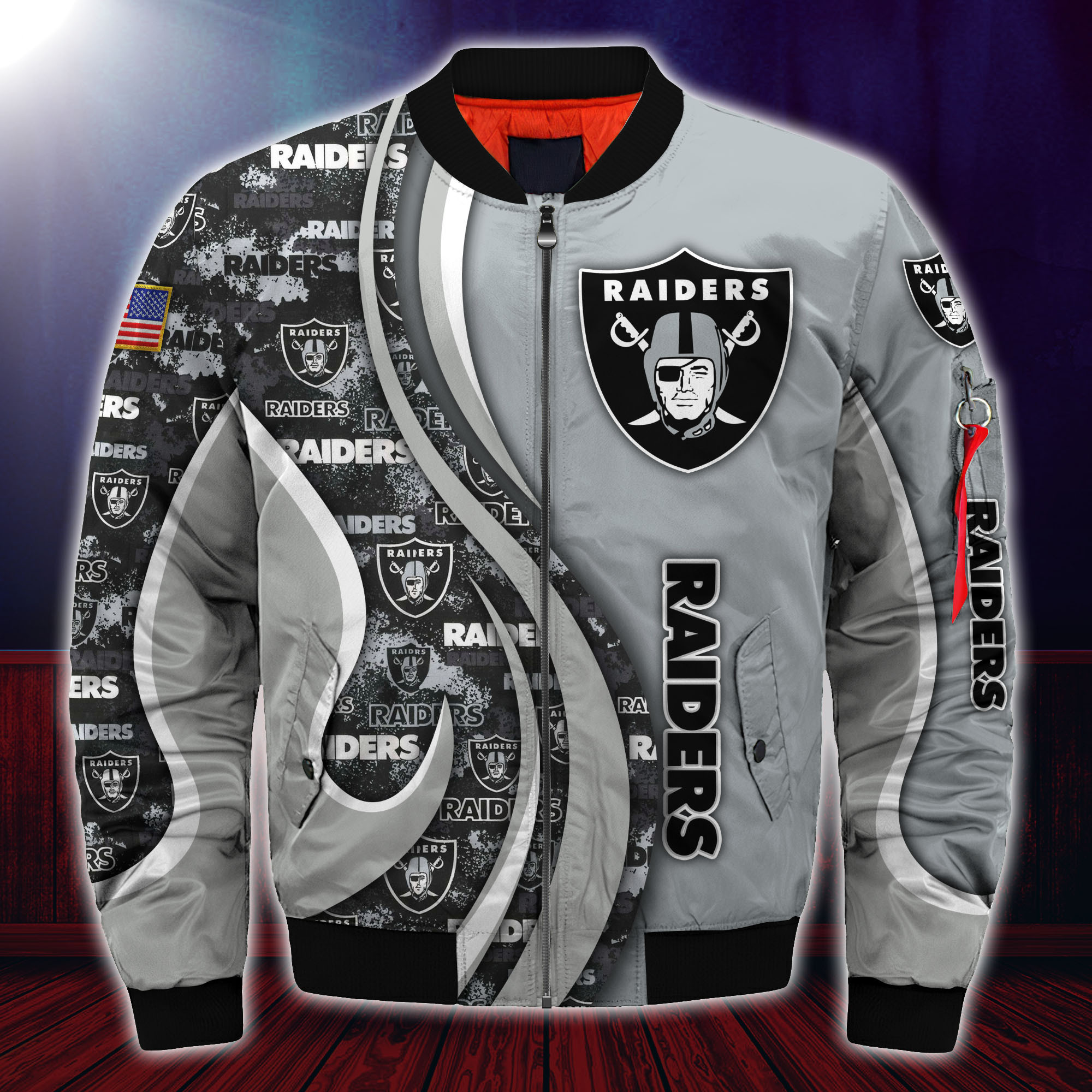 Oakland-Raiders-NFL-Custom-Your-Number-Bomber-Jacket-Trending-BBJ3443-2