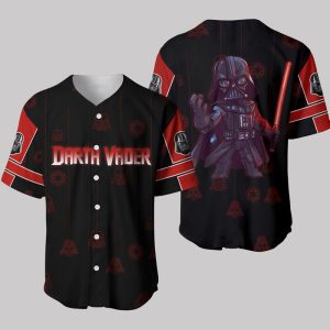 Star Wars Darth Vader Black Red Patterns Disney Unisex Cartoon Graphics Casual Outfits Custom Baseball Jersey