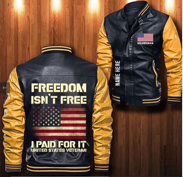 American-Flag-Freedom-Isnt-Free-I-Paid-For-It-Custom-Personalized-Leather-Bomber-Jacket-CTLBJ104-5
