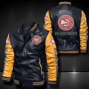 Atlanta Hawks Leather Bomber Jacket  CTLBJ078