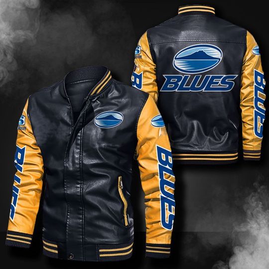 Blues-Rugby-Leather-Bomber-Jacket-CTLBJ095 Blues Rugby Leather Bomber Jacket CTLBJ095