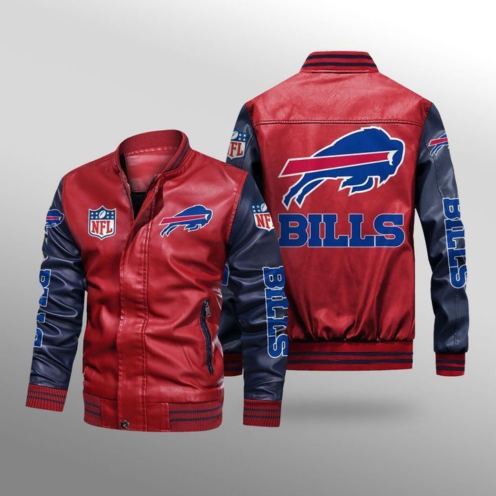 Buffalo-Bills-Leather-Bomber-Jacket-CTLBJ170 Buffalo Bills Leather Bomber Jacket CTLBJ170