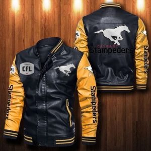 Calgary Stampeders Leather Bomber Jacket CTLBJ150