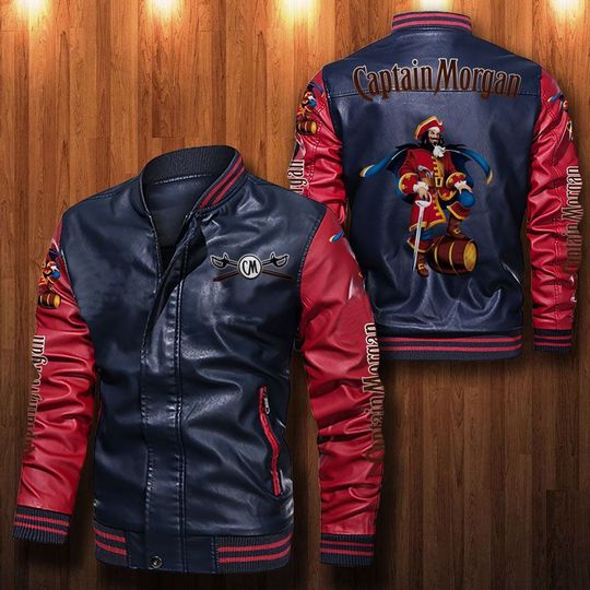 Captain-Morgan-Leather-Bomber-Jacket-CTLBJ136 Captain Morgan Leather Bomber Jacket CTLBJ136