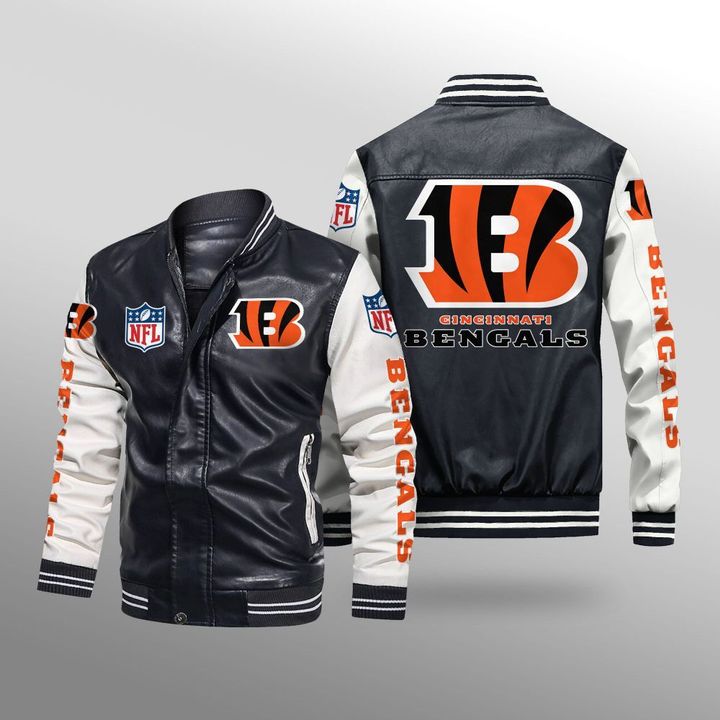 Cincinnati-Bengals-Leather-Bomber-Jacket-CTLBJ207 Cincinnati Bengals Leather Bomber Jacket CTLBJ207