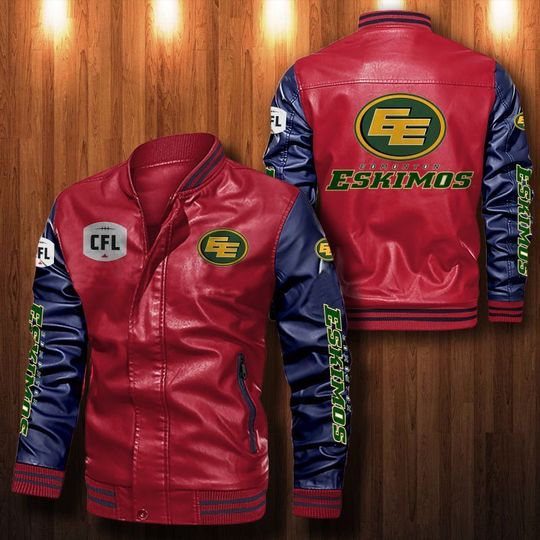 Edmonton-Elks-Leather-Bomber-Jacket-CTLBJ134 Edmonton Elks Leather Bomber Jacket CTLBJ134
