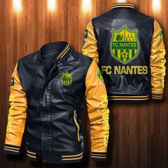 Fc-Nantes-Leather-Bomber-Jacket-CTLBJ086 Fc Nantes Leather Bomber Jacket  CTLBJ086