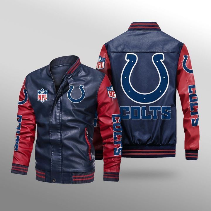 Indianapolis-Colts-Leather-Bomber-Jacket-CTLBJ161 Indianapolis Colts Leather Bomber Jacket CTLBJ161