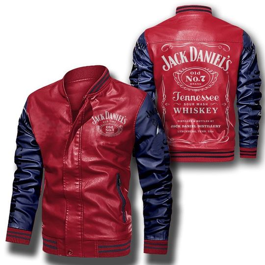 Jack-Daniels-Leather-Leather-Bomber-Jacket-CTLBJ132 Jack Daniels Leather Leather Bomber Jacket CTLBJ132