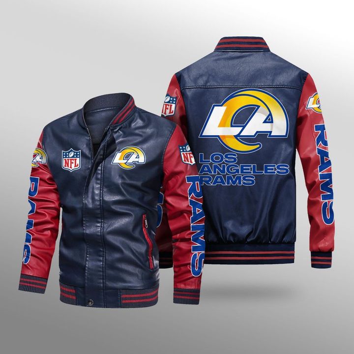Los-Angeles-Rams-Leather-Bomber-Jacket-CTLBJ201 Los Angeles Rams Leather Bomber Jacket CTLBJ201