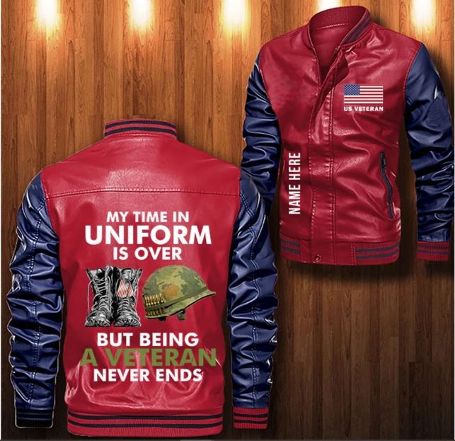 My-Time-In-Uniform-Is-Over-But-Being-A-Veteran-Never-Ends-Custom-Personalized-Leather-Bomber-Jacket-CTLBJ105-3