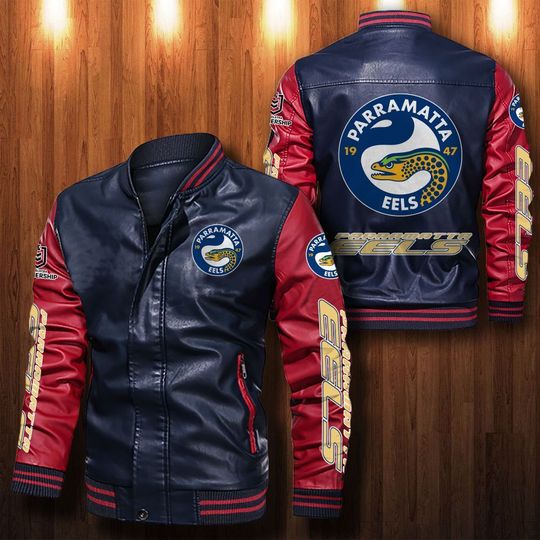 Parramatta-Eels-Leather-Bomber-Jacket-CTLBJ127 Parramatta Eels Leather Bomber Jacket CTLBJ127