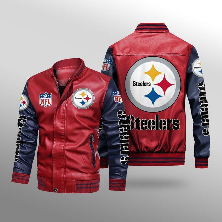 Pittsburgh-Steelers-Leather-Bomber-Jacket-CTLBJ164 Pittsburgh Steelers Leather Bomber Jacket CTLBJ164