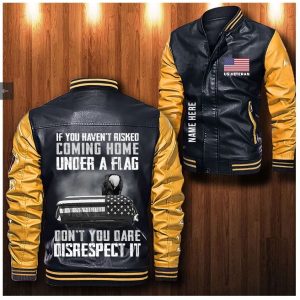 Us Veteran Custom Personalized Leather Bomber Jacket CTLBJ142