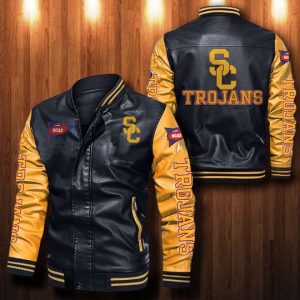 Usc Trojans Leather Bomber Jacket  CTLBJ033