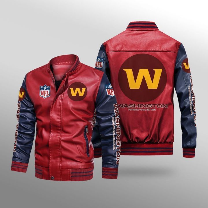 Washington-Football-Team-Leather-Bomber-Jacket-CTLBJ166 Washington Football Team Leather Bomber Jacket CTLBJ166