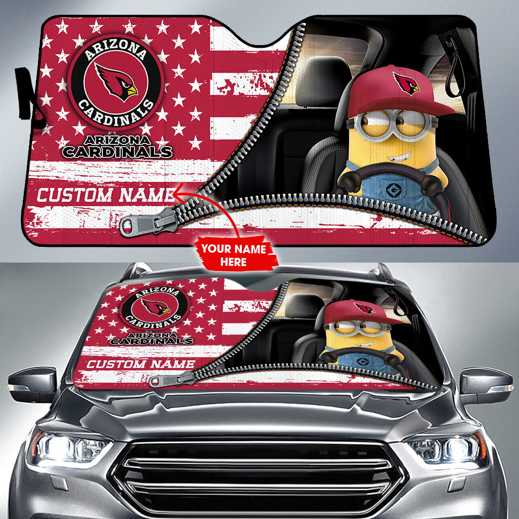 Arizona-Cardinals-NFL-Football-Team-Car-Sun-Shade-Minions-CSS0691 Arizona Cardinals NFL Football Team Car Sun Shade Minions CSS0691
