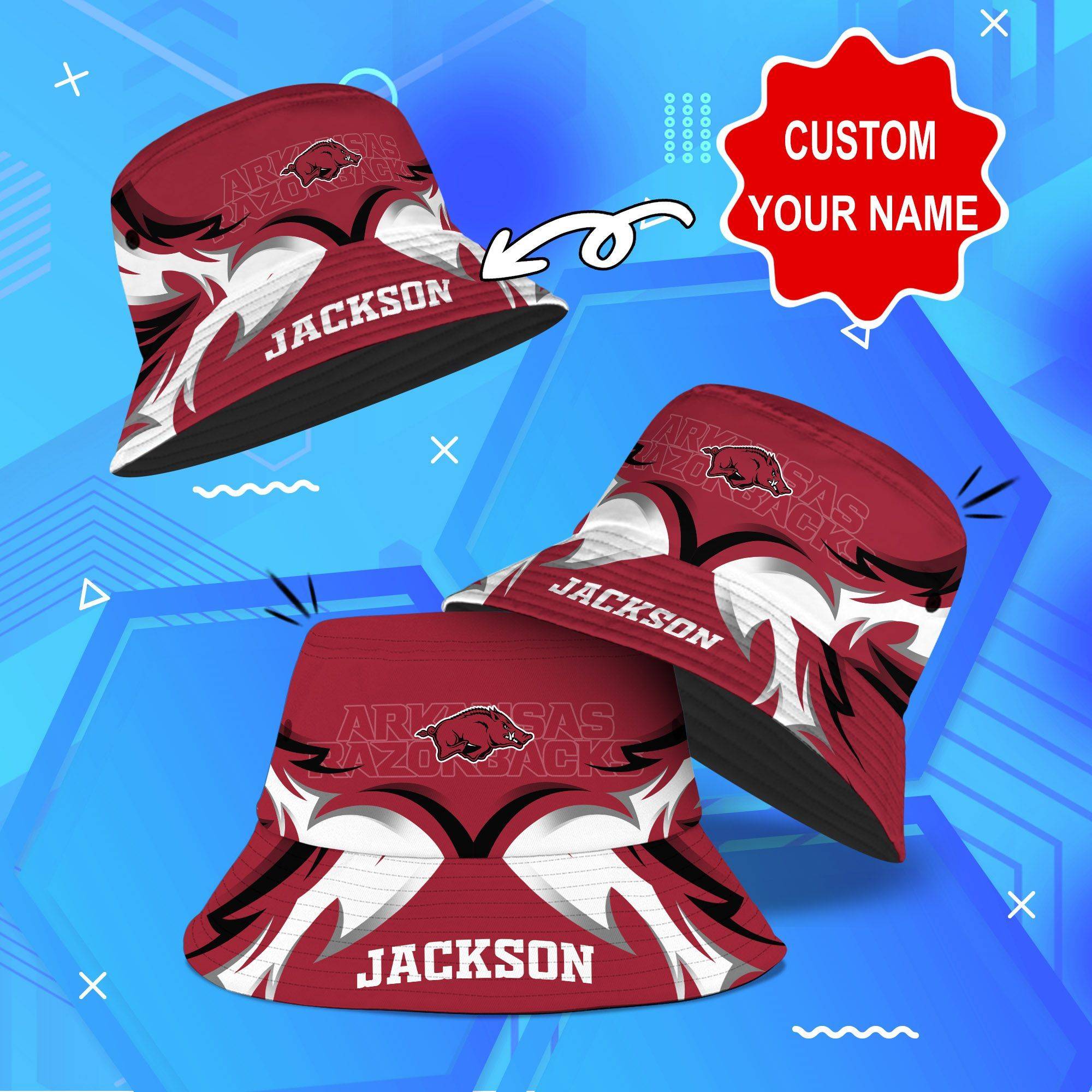 Arkansas-Razorbacks-NCAA-Bucket-Hat-Personalized-SBH229 Arkansas Razorbacks NCAA Bucket Hat Personalized SBH229