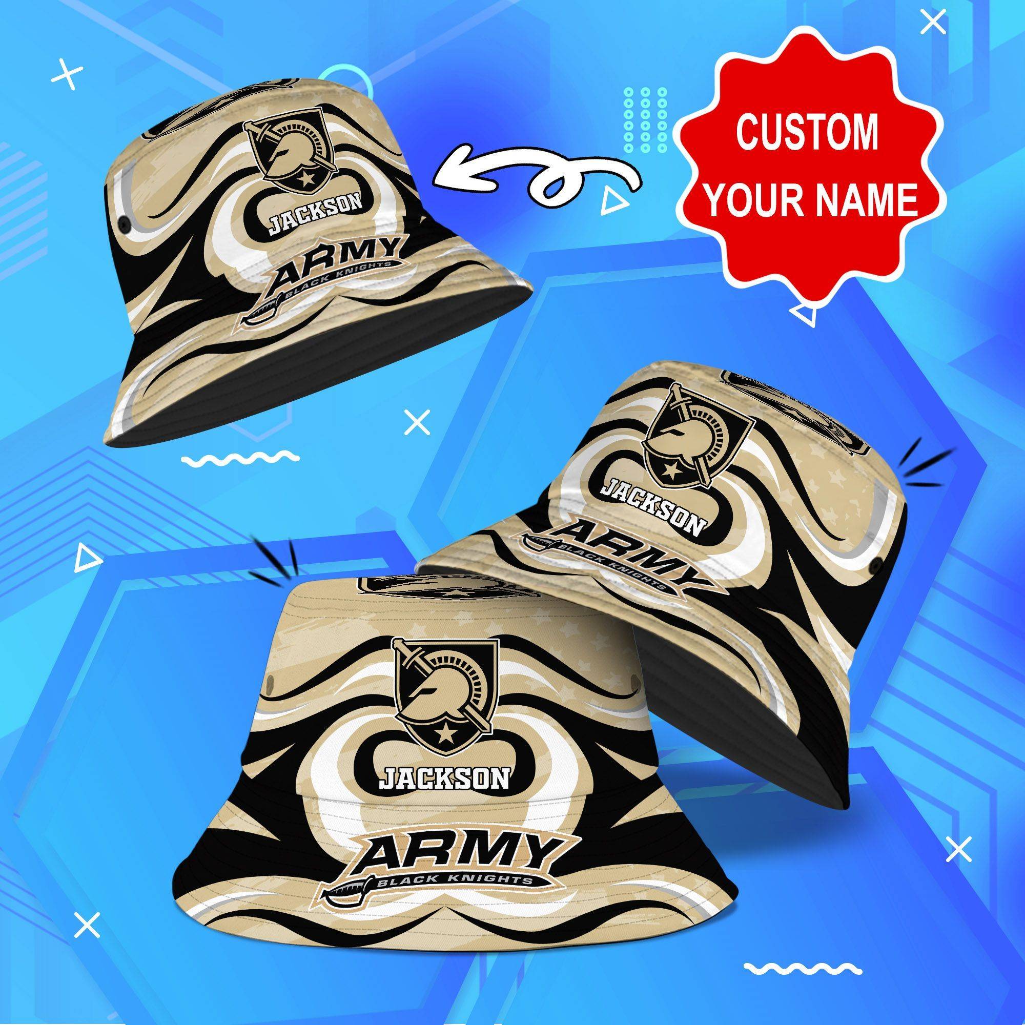 Army-Black-Knights-NCAA-Bucket-Hat-Personalized-SBH317 Army Black Knights NCAA Bucket Hat Personalized SBH317