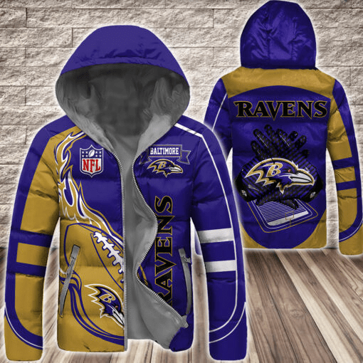 Baltimore-Ravens-NFL-3D-Custom-Name-Down-Filled-Coat-DFC033 Baltimore Ravens NFL 3D Custom Name Down Filled Coat DFC033