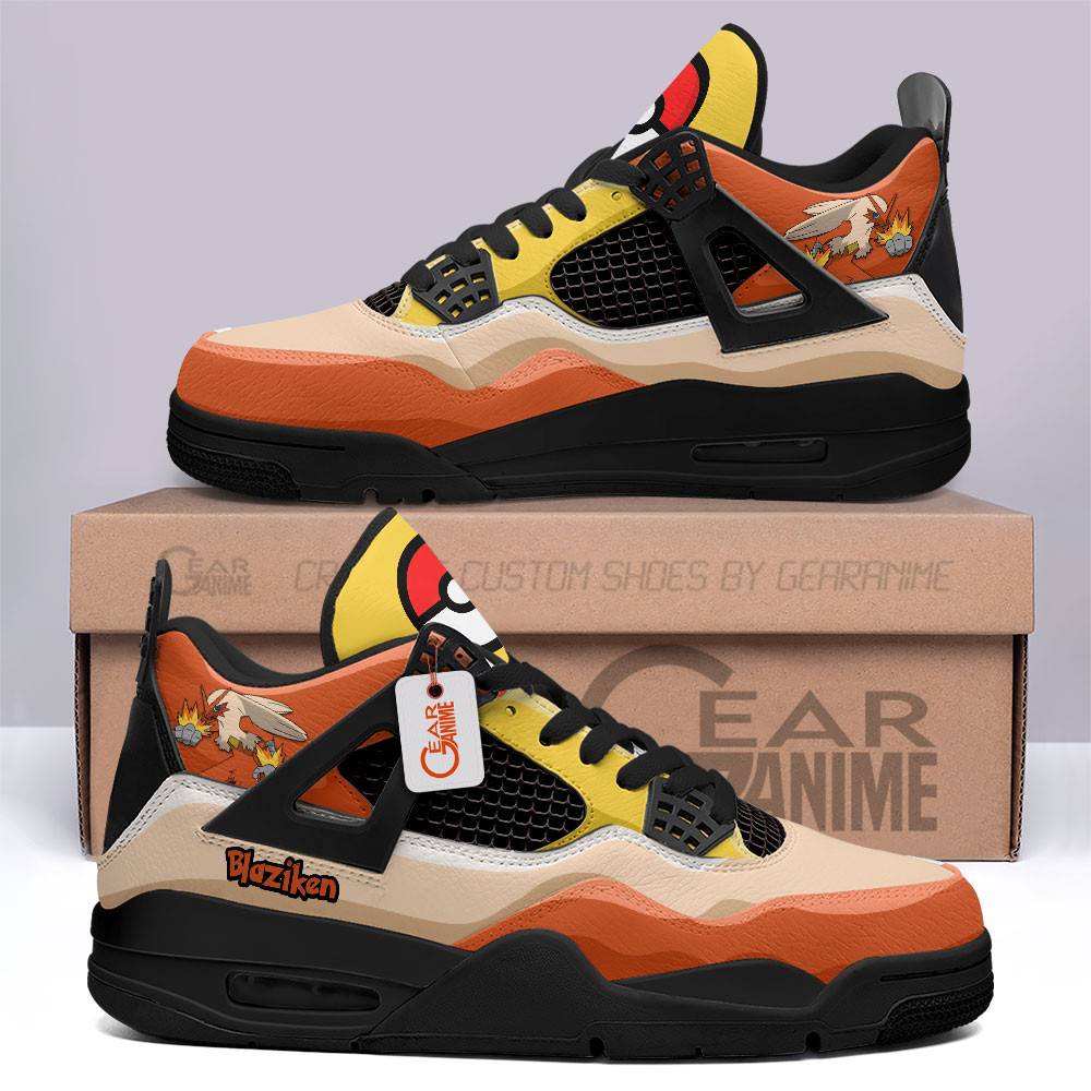 Blaziken-Anime-Jordan-4-Sneakers-Custom-Personalized-Shoes-JD338 Blaziken Anime Jordan 4 Sneakers Custom Personalized Shoes JD338