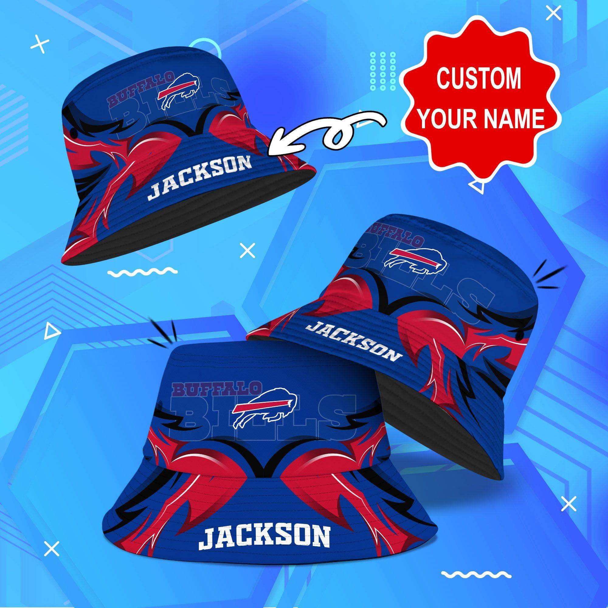 Buffalo-Bills-NFL-Bucket-Hat-Personalized-SBH307 Buffalo Bills NFL Bucket Hat Personalized SBH307
