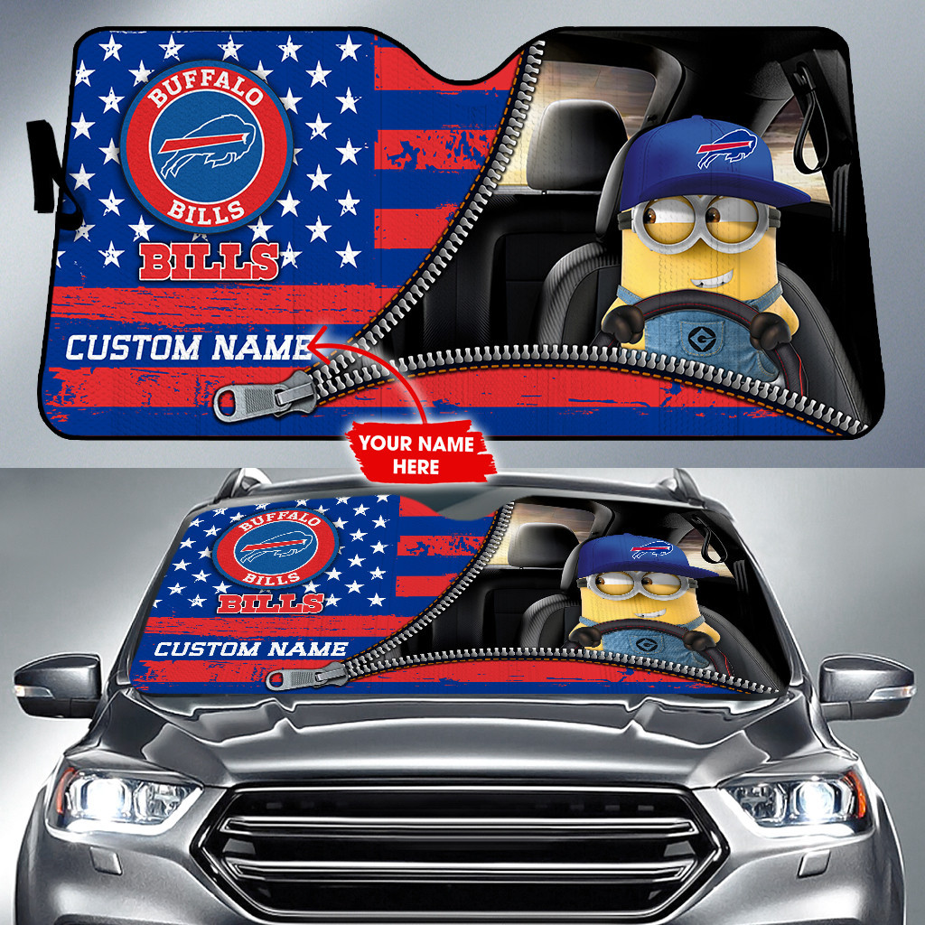 Buffalo-Bills-NFL-Football-Team-Car-Sun-Shade-Minions-CSS0713 Buffalo Bills NFL Football Team Car Sun Shade Minions CSS0713