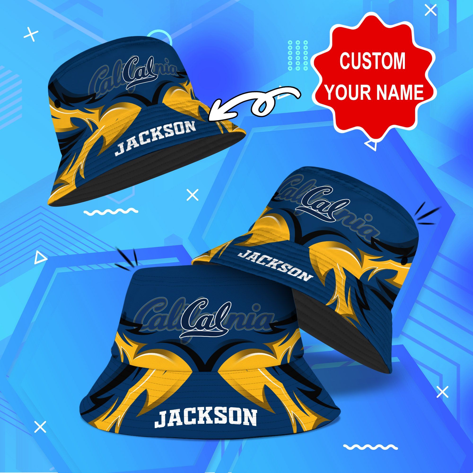 California-Golden-Bears-NCAA-Bucket-Hat-Personalized-SBH345 California Golden Bears NCAA Bucket Hat Personalized SBH345