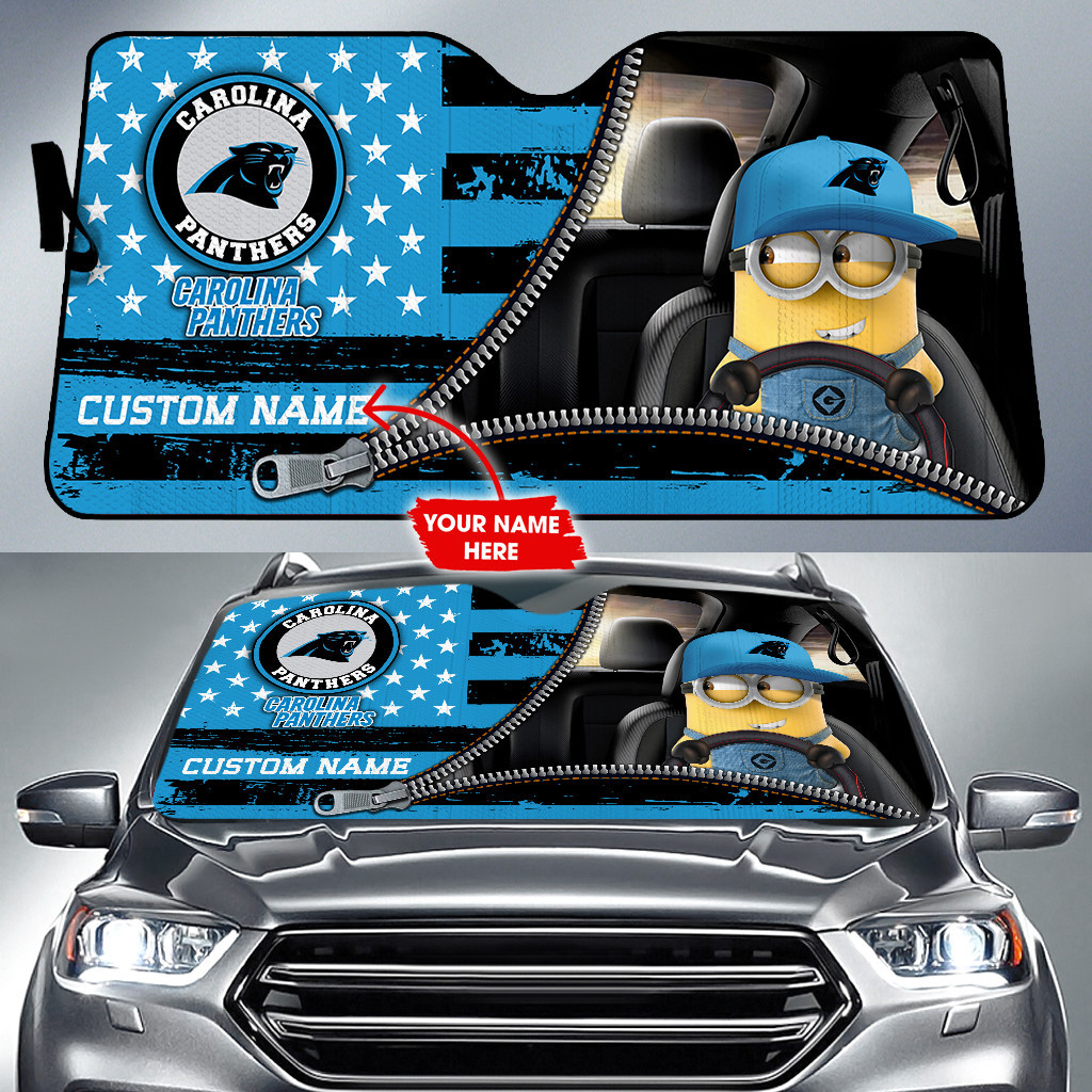 Carolina-Panthers-NFL-Football-Team-Car-Sun-Shade-Minions-CSS0718 Carolina Panthers NFL Football Team Car Sun Shade Minions CSS0718