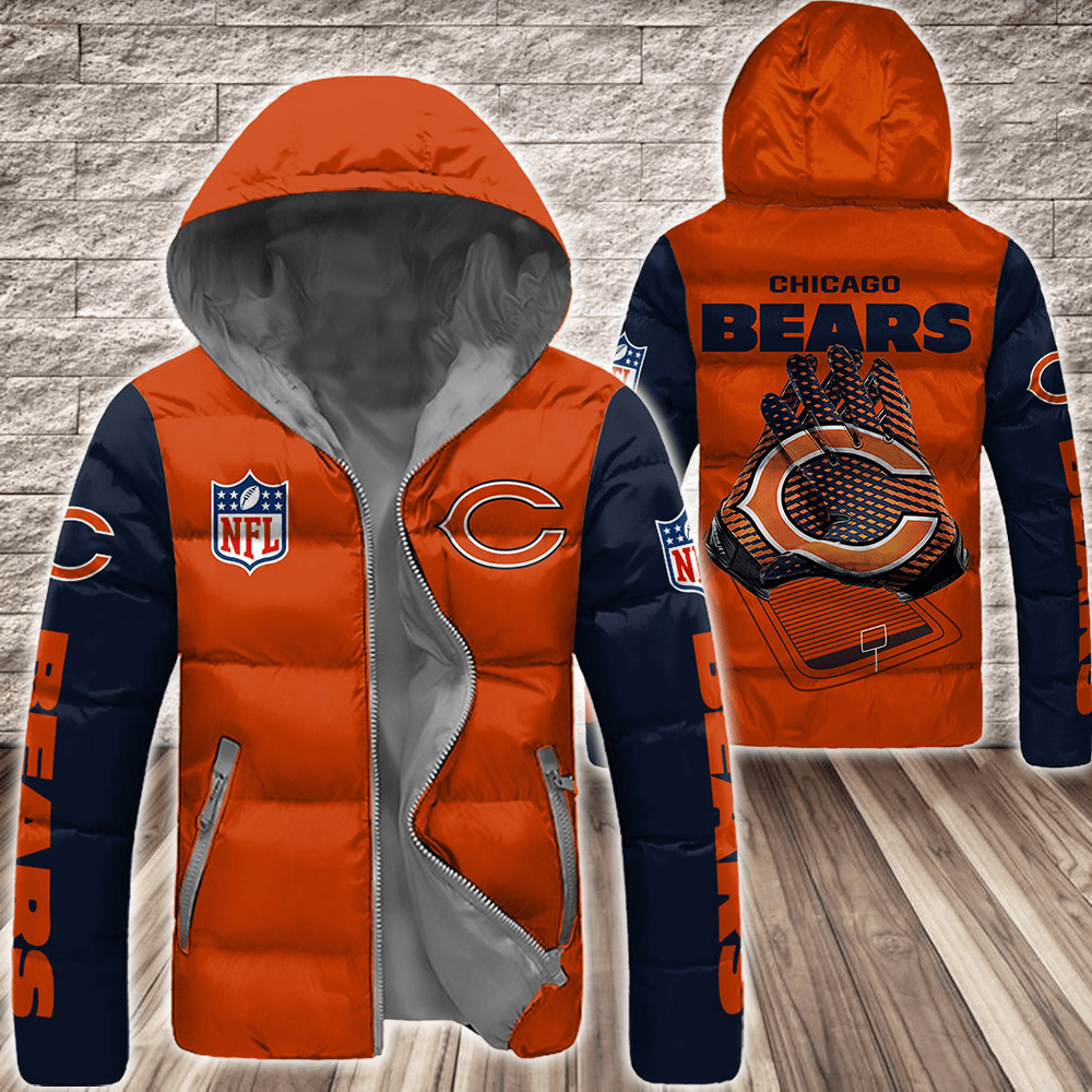 Chicago-Bears-NFL-3D-Custom-Name-Down-Filled-Coat-DFC028 Chicago Bears NFL 3D Custom Name Down Filled Coat DFC028
