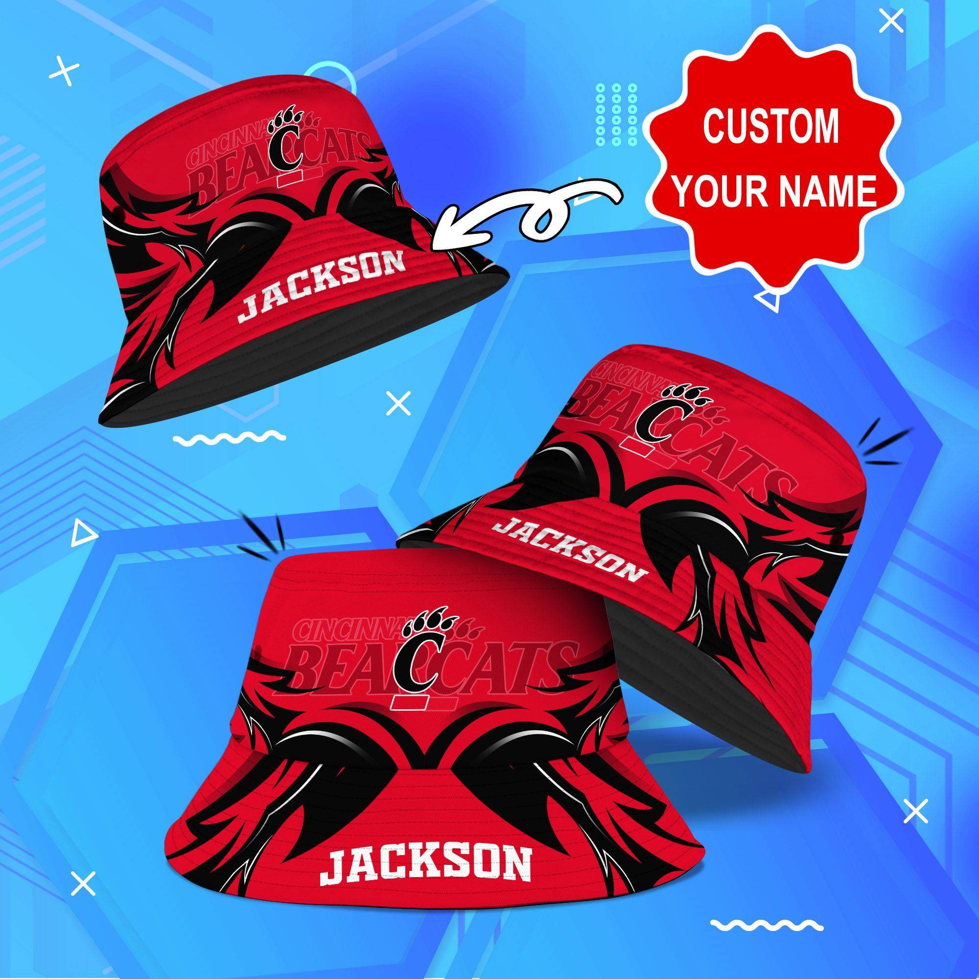 Cincinnati-Bearcats-NCAA-Bucket-Hat-Personalized-SBH232 Cincinnati Bearcats NCAA Bucket Hat Personalized SBH232