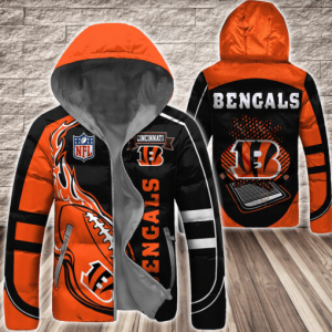 Cincinnati Bengals NFL 3D Custom Name Down Filled Coat DFC014