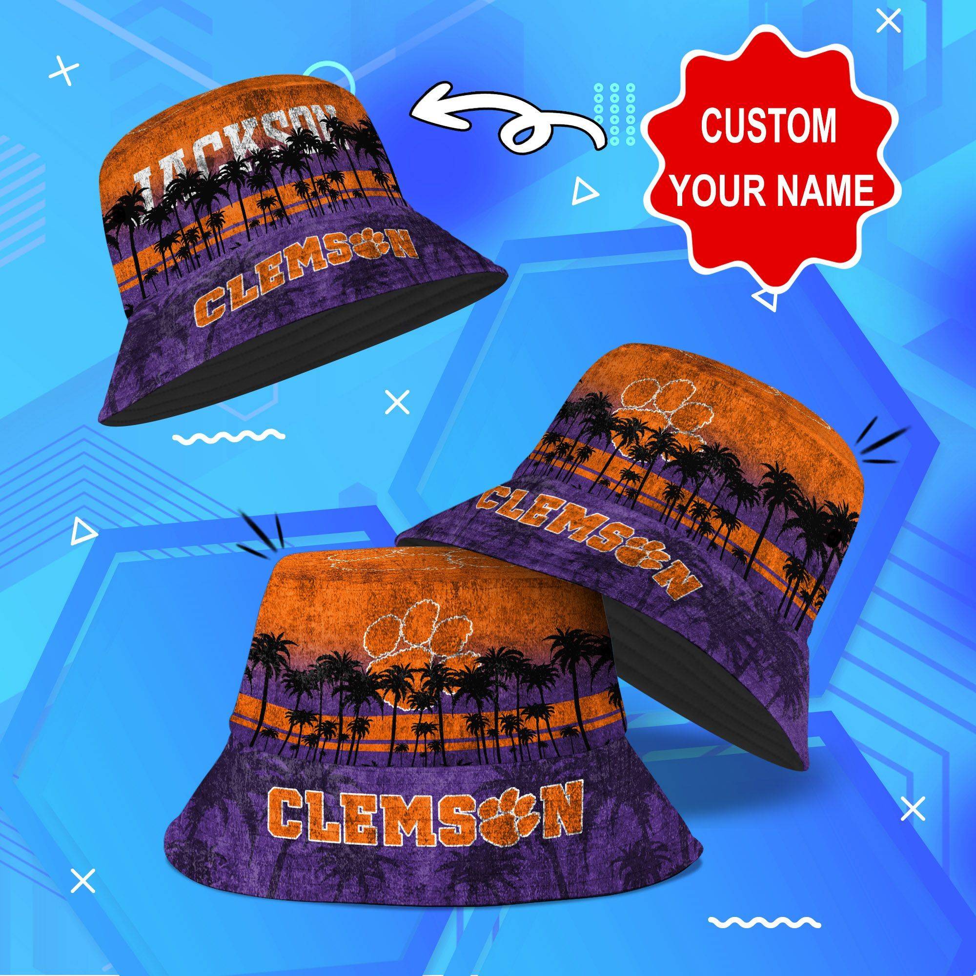 Clemson-Tigers-NCAA-Bucket-Hat-Personalized-SBH250 Clemson Tigers NCAA Bucket Hat Personalized SBH250
