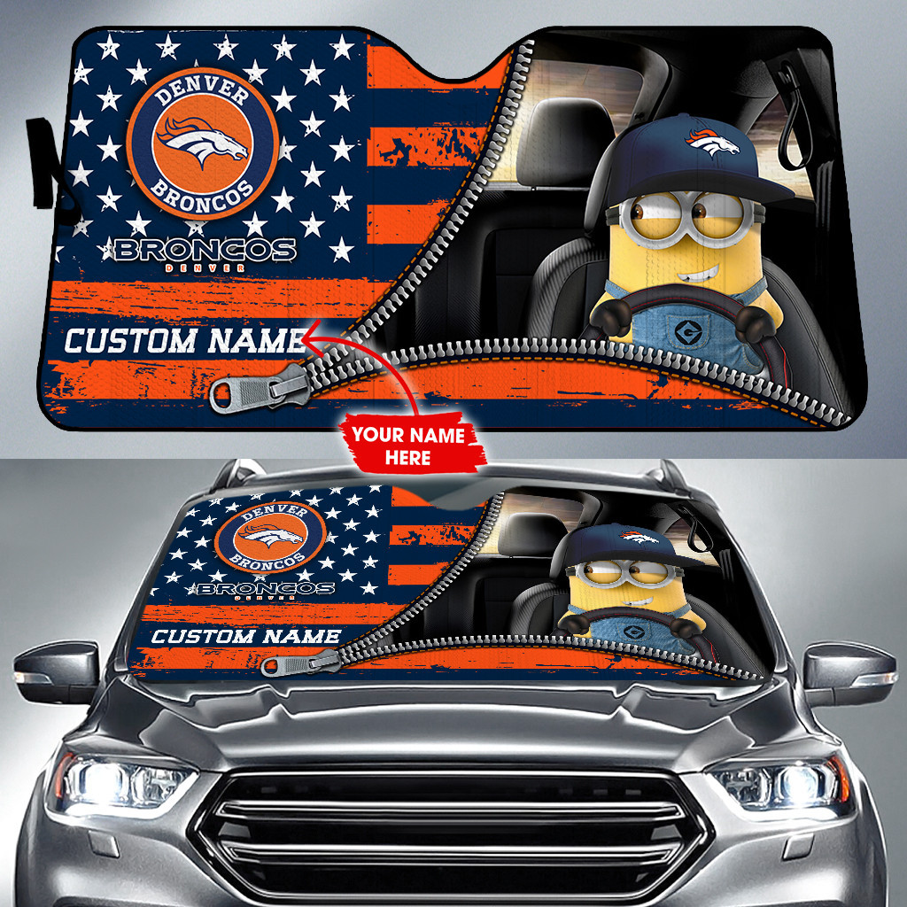 Denver-Broncos-NFL-Football-Team-Car-Sun-Shade-Minions-CSS0684 Denver Broncos NFL Football Team Car Sun Shade Minions CSS0684