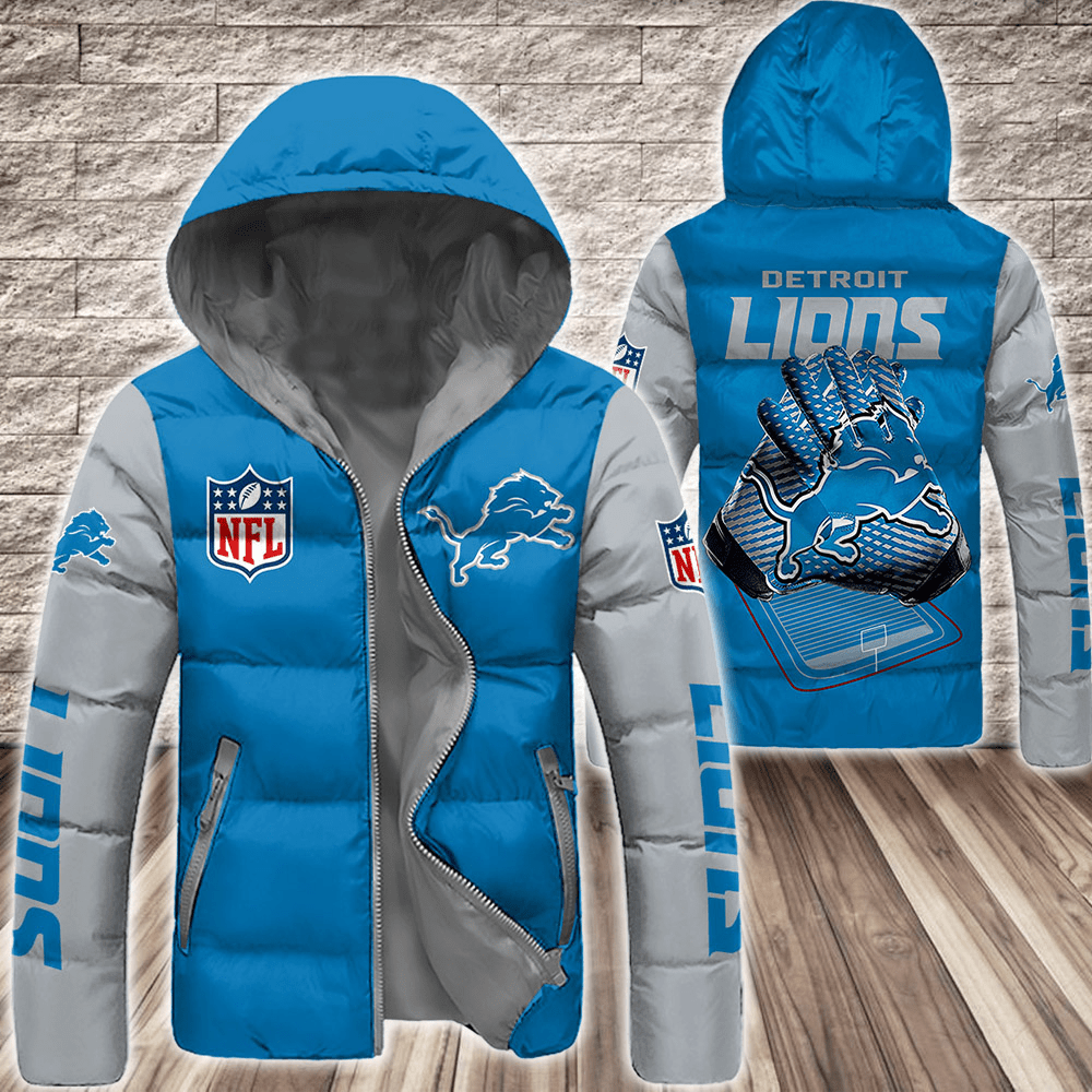 Detroit-Lions-NFL-3D-Custom-Name-Down-Filled-Coat-DFC049 Detroit Lions NFL 3D Custom Name Down Filled Coat DFC049