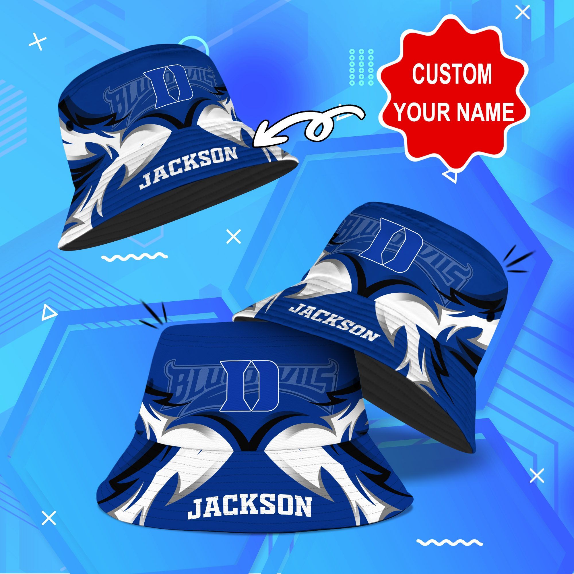 Duke-Blue-Devils-NCAA-Bucket-Hat-Personalized-SBH334 Duke Blue Devils NCAA Bucket Hat Personalized SBH334
