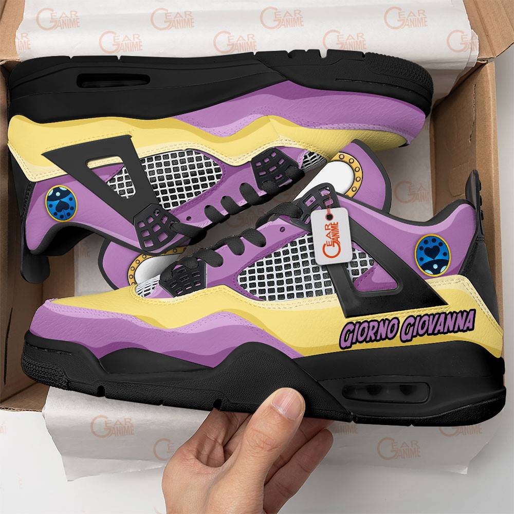 Giorno-Giovanna-Jordan-4-Sneakers-Anime-Personalized-Shoes-JD394-1