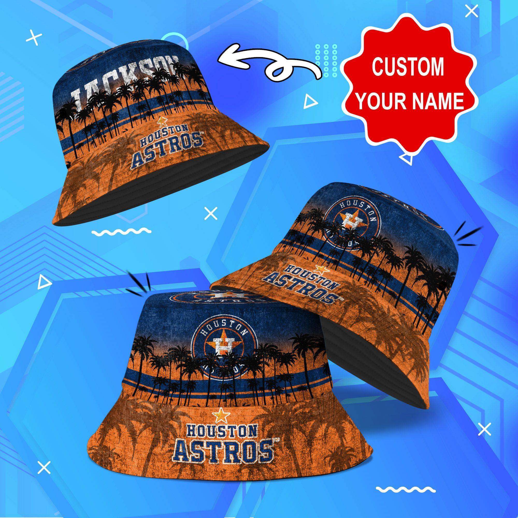 Houston-Astros-MLB-Bucket-Hat-Personalized-SBH274 Houston Astros MLB Bucket Hat Personalized SBH274