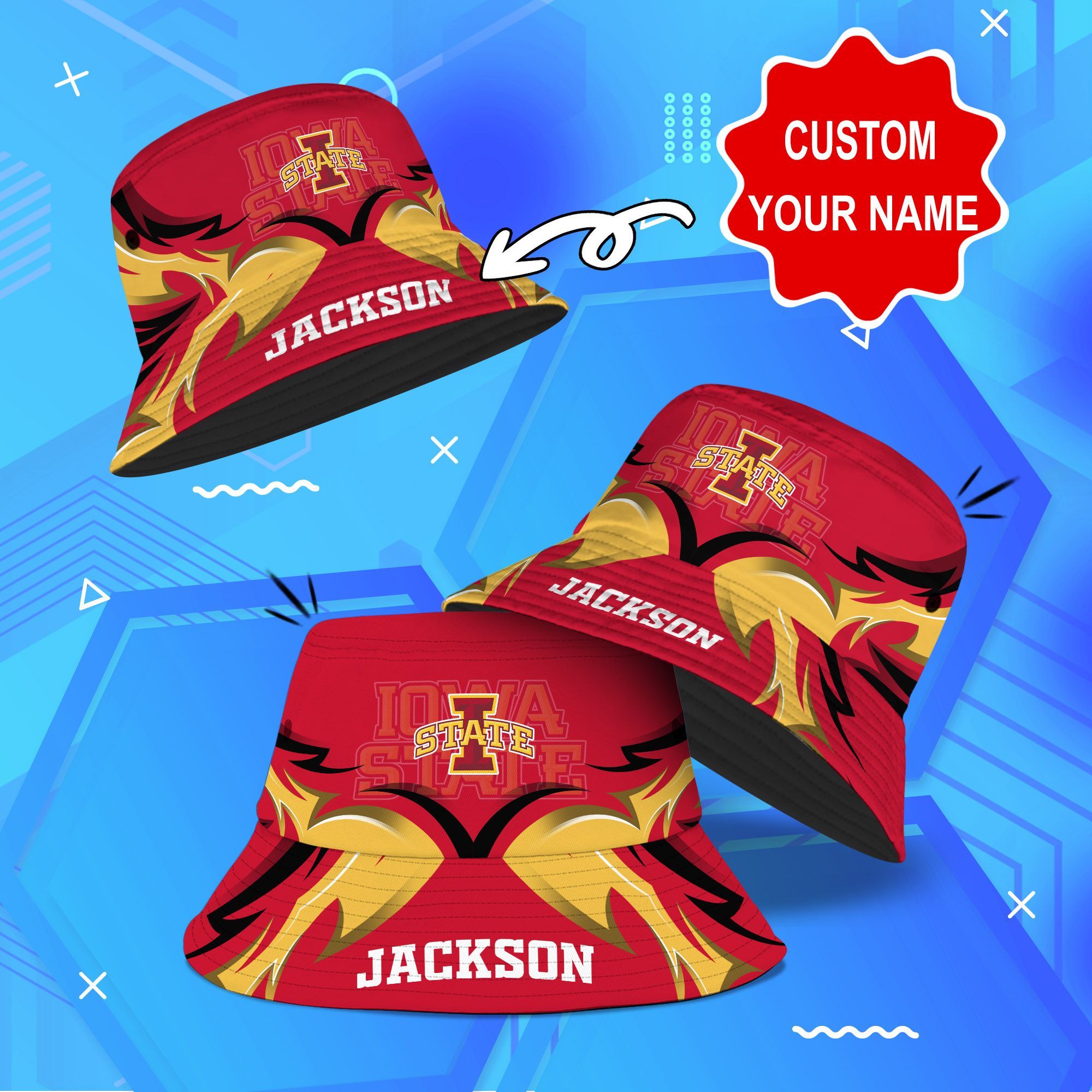 Iowa-State-Cyclones-NCAA-Bucket-Hat-Personalized-SBH330 Iowa State Cyclones NCAA Bucket Hat Personalized SBH330