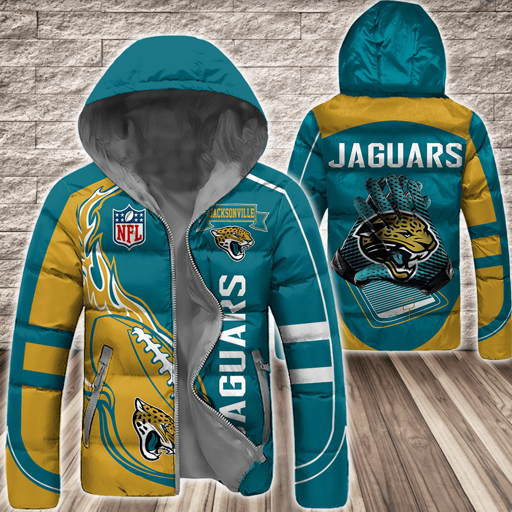 Jacksonville-Jaguars-NFL-3D-Custom-Name-Down-Filled-Coat-DFC035 Jacksonville Jaguars NFL 3D Custom Name Down Filled Coat DFC035