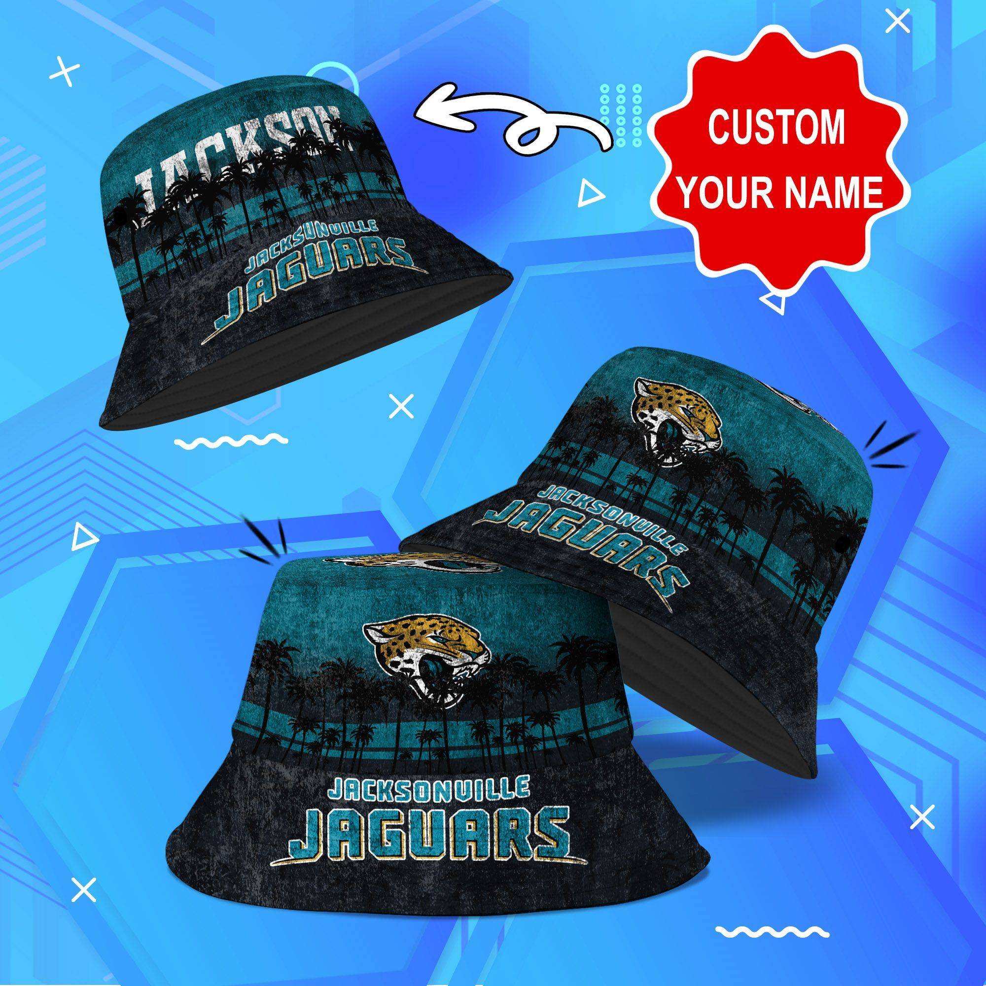 Jacksonville-Jaguars-NFL-Bucket-Hat-Personalized-SBH244 Jacksonville Jaguars NFL Bucket Hat Personalized SBH244