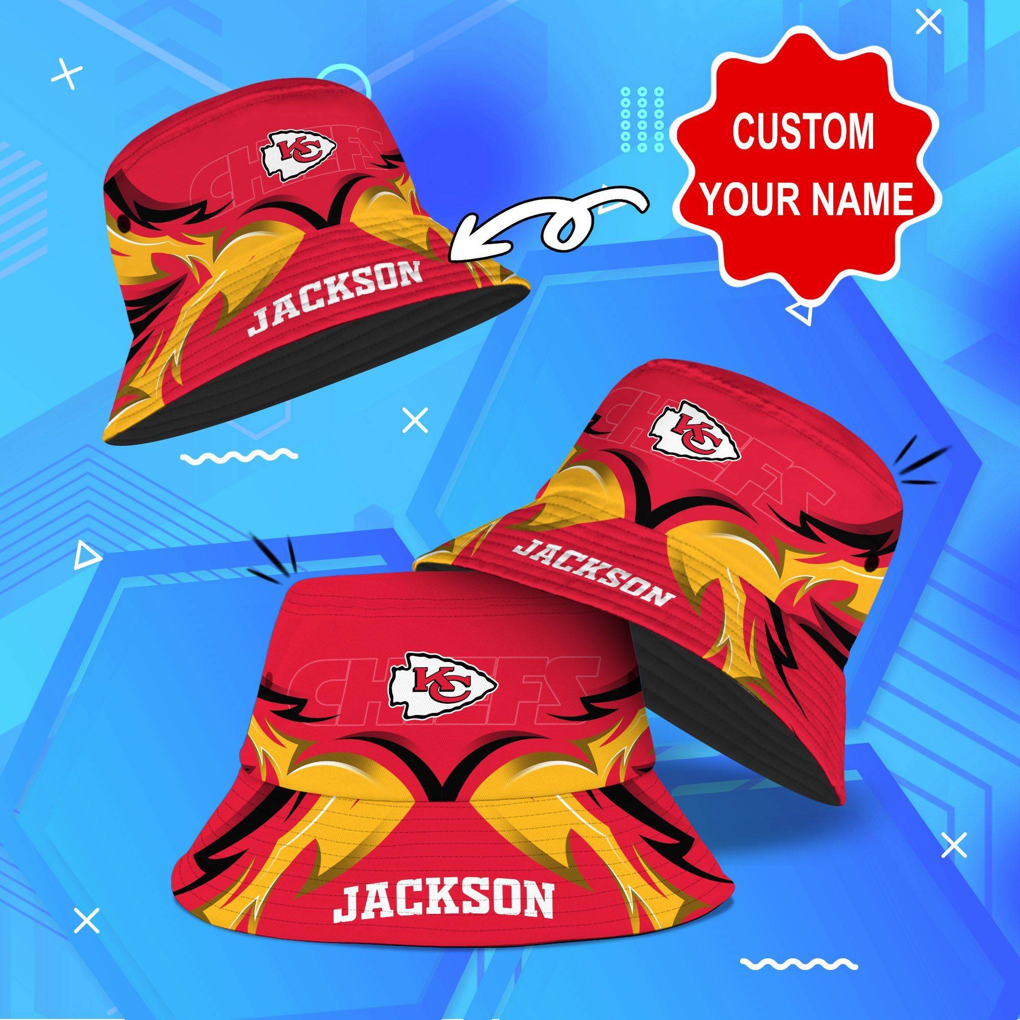 Kansas-City-Chiefs-NFL-Bucket-Hat-Personalized-SBH327 Kansas City Chiefs NFL Bucket Hat Personalized SBH327