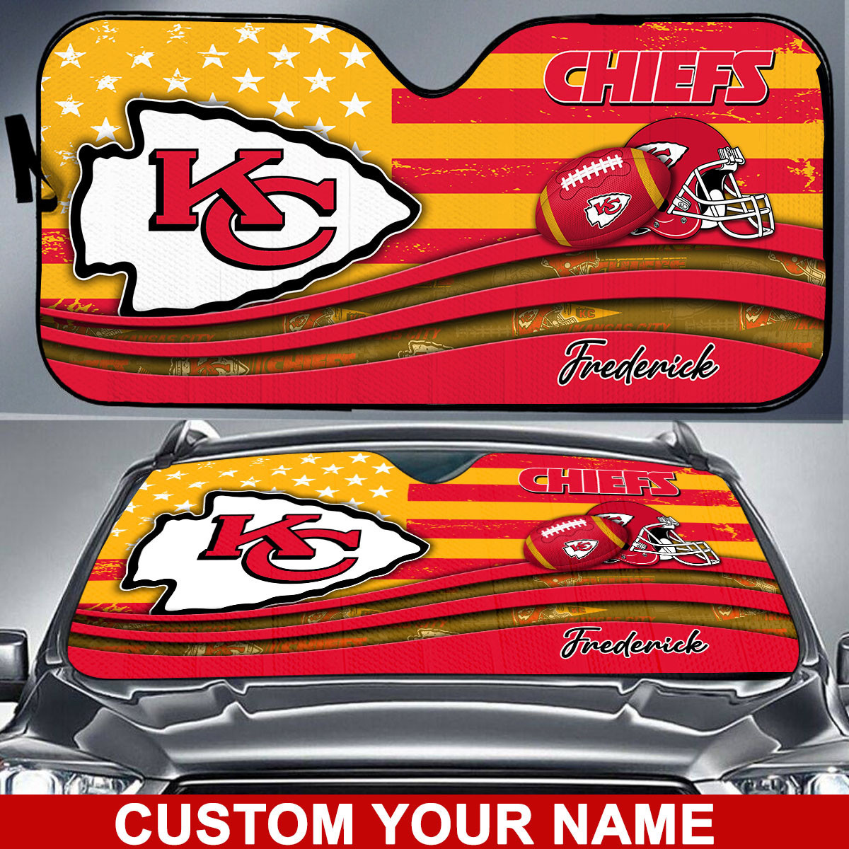 Kansas-City-Chiefs-NFL-Car-Sun-Shade-CSS0656 Kansas City Chiefs NFL Car Sun Shade CSS0656