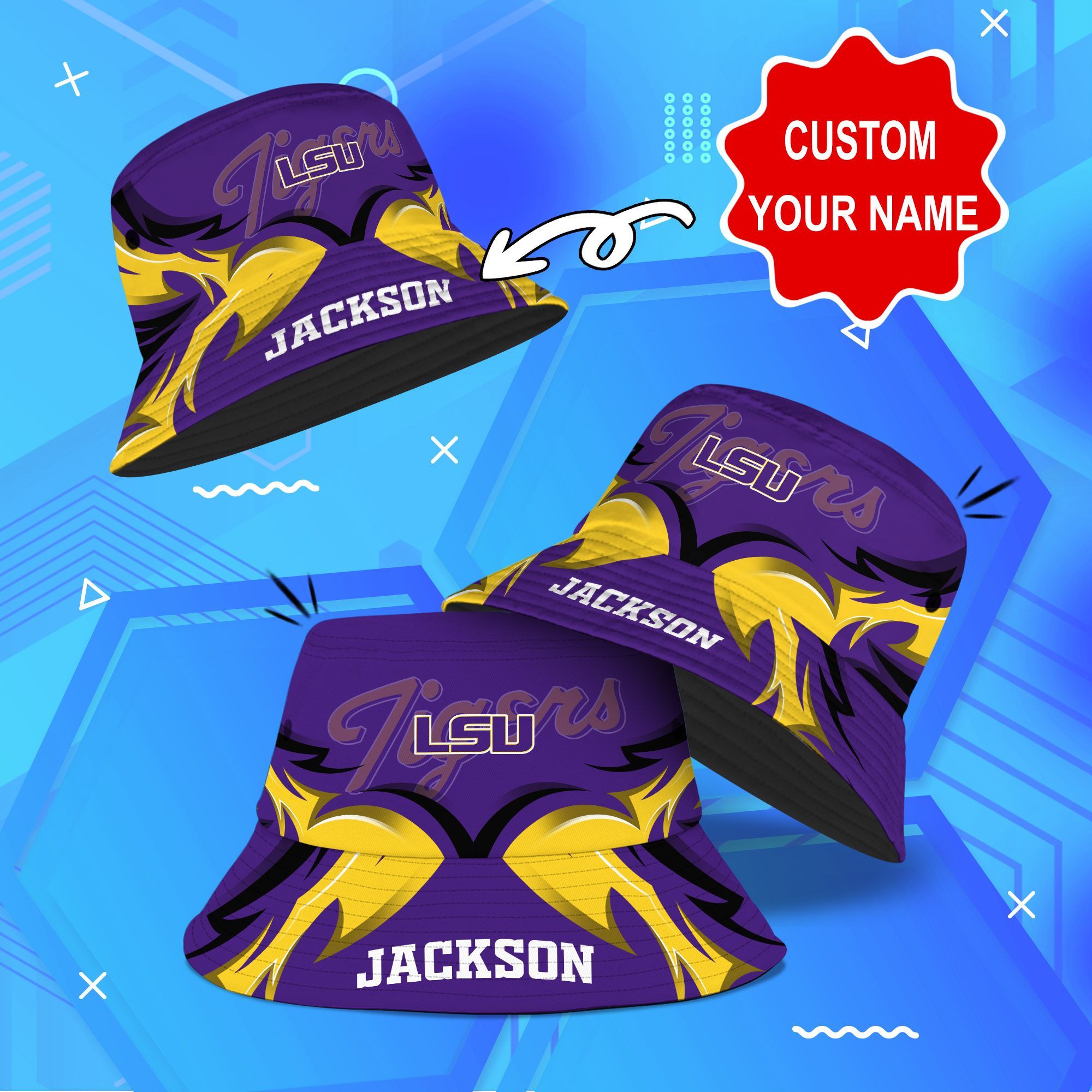 LSU-TIGERS-NCAA-Bucket-Hat-Personalized-SBH299 LSU TIGERS NCAA Bucket Hat Personalized SBH299