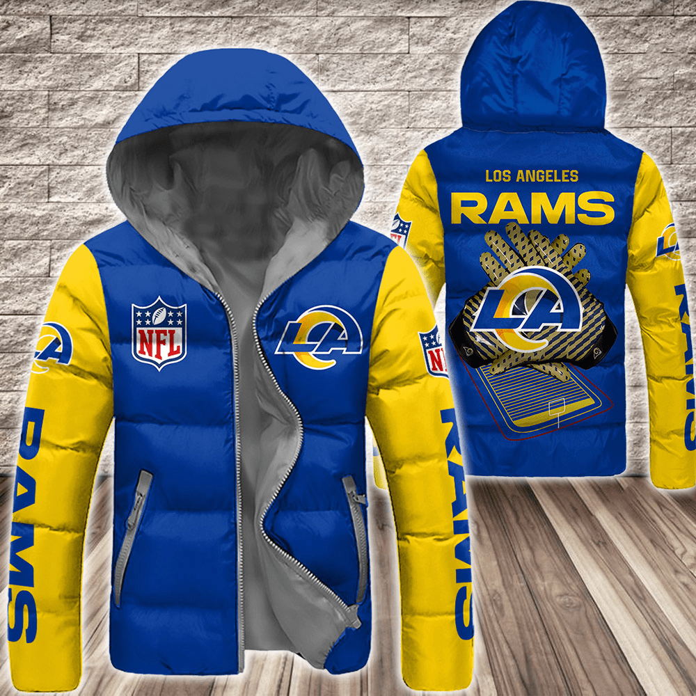 Los-Angeles-Rams-NFL-3D-Custom-Name-Down-Filled-Coat-DFC072 Los Angeles Rams NFL 3D Custom Name Down Filled Coat DFC072