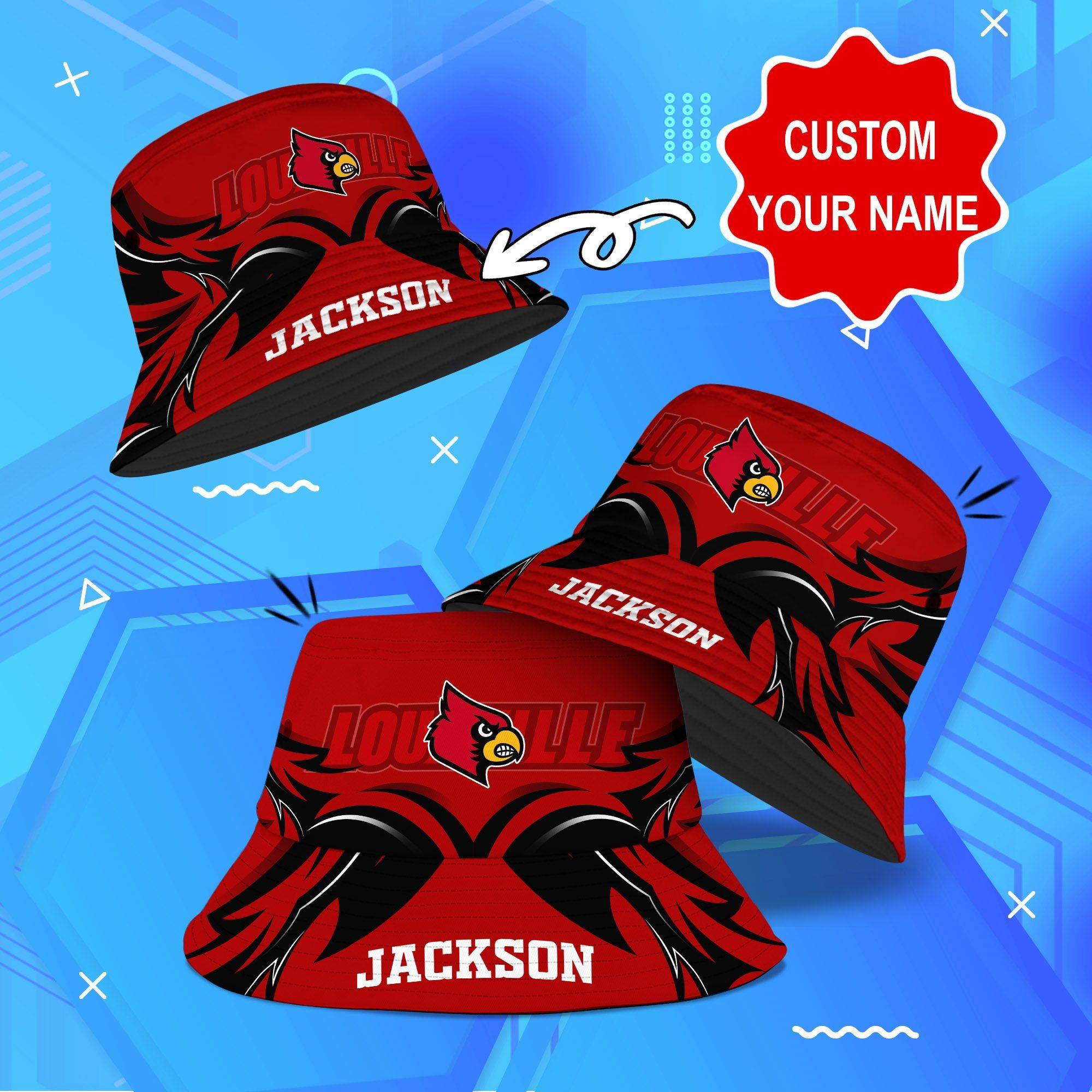 Louisville-Cardinals-NCAA-Bucket-Hat-Personalized-SBH227 Louisville Cardinals NCAA Bucket Hat Personalized SBH227