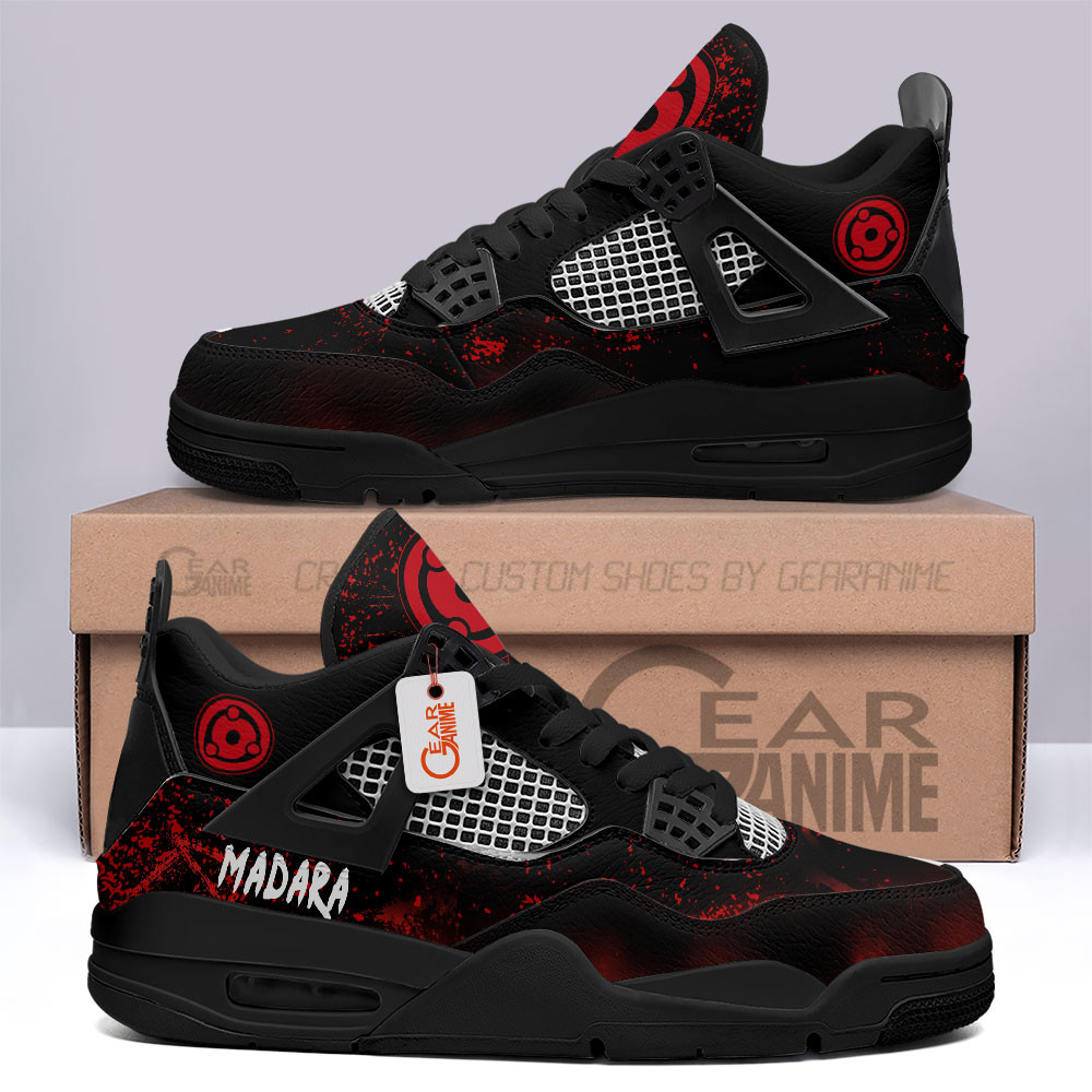 Madara-Mangekyo-Sharingan-Jordan-4-Sneakers-Anime-Personalized-Shoes-JD428 Madara Mangekyo Sharingan Jordan 4 Sneakers Anime Personalized Shoes JD428