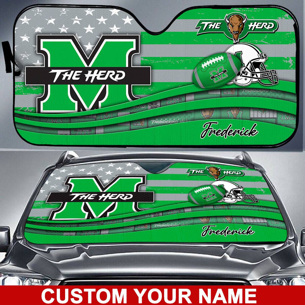 Marshall-Thundering-Herd-NCAA-Car-Sun-Shade-CSS0638 Marshall Thundering Herd NCAA Car Sun Shade CSS0638