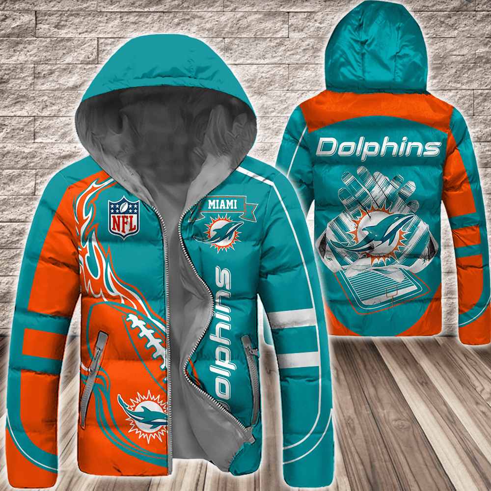 Miami-Dolphins-NFL-3D-Custom-Name-Down-Filled-Coat-DFC046 Miami Dolphins NFL 3D Custom Name Down Filled Coat DFC046