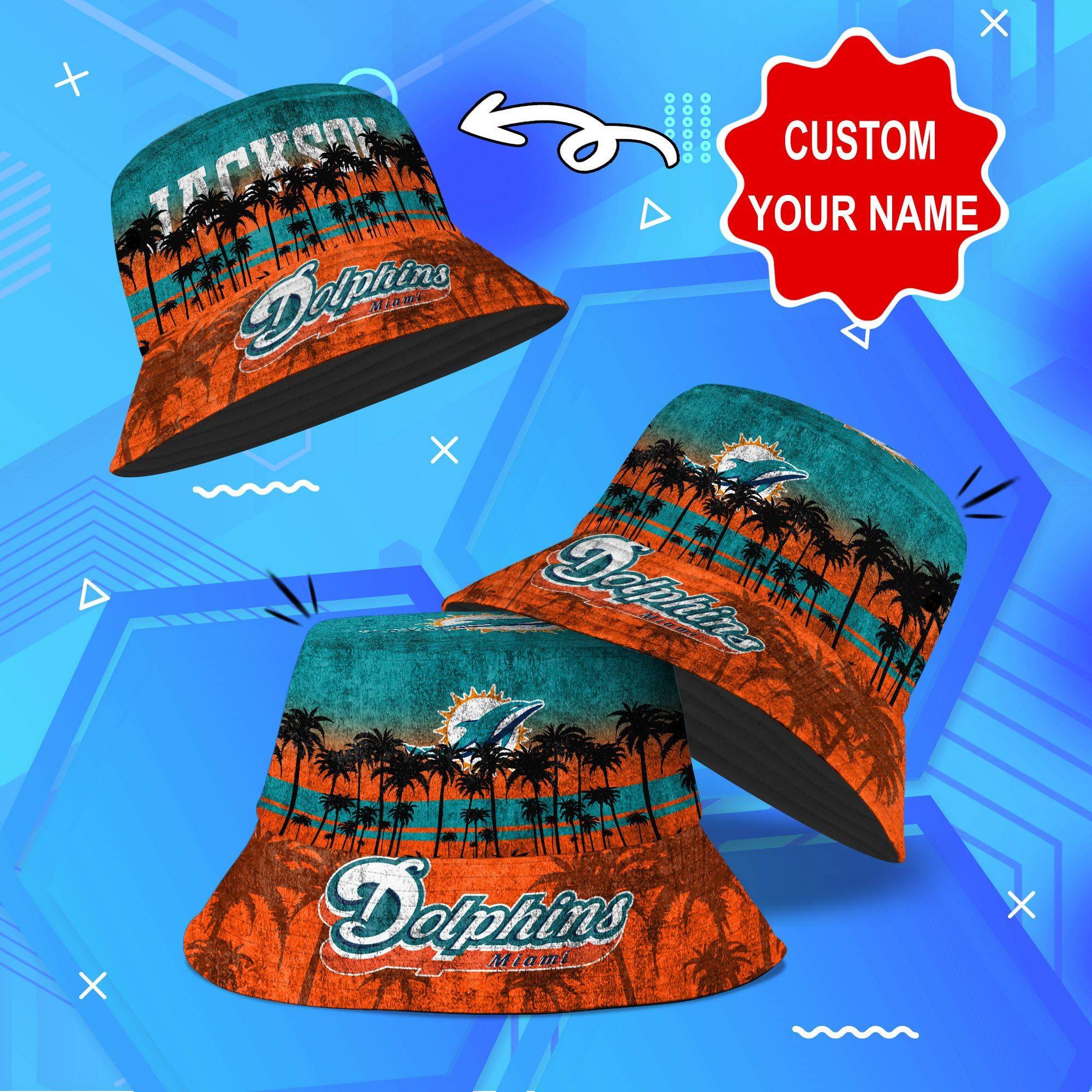 Miami-Dolphins-NFL-Bucket-Hat-Personalized-SBH243 Miami Dolphins NFL Bucket Hat Personalized SBH243